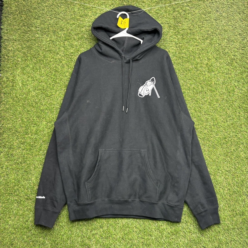 TaylorMade Hoodie Mens XL Black Pullover Golf Bag Graphic Fleece Sweatshirt Logo